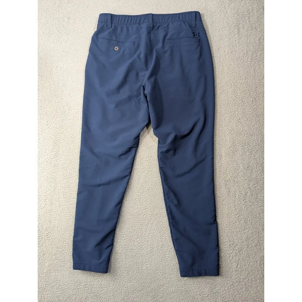 Under Armour Golf Pants Mens 36x34 (Meas 34x31) Blue Nylon Blend Stretch Chino